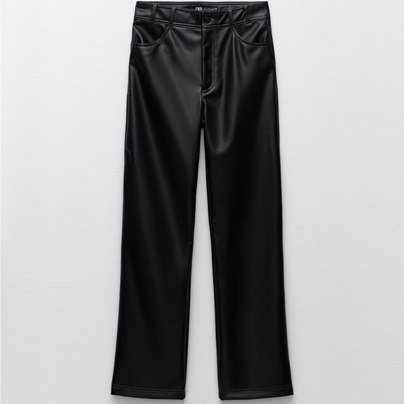 Zara Pants - XXL Zara | Faux Leather Contrast Stitching Pants